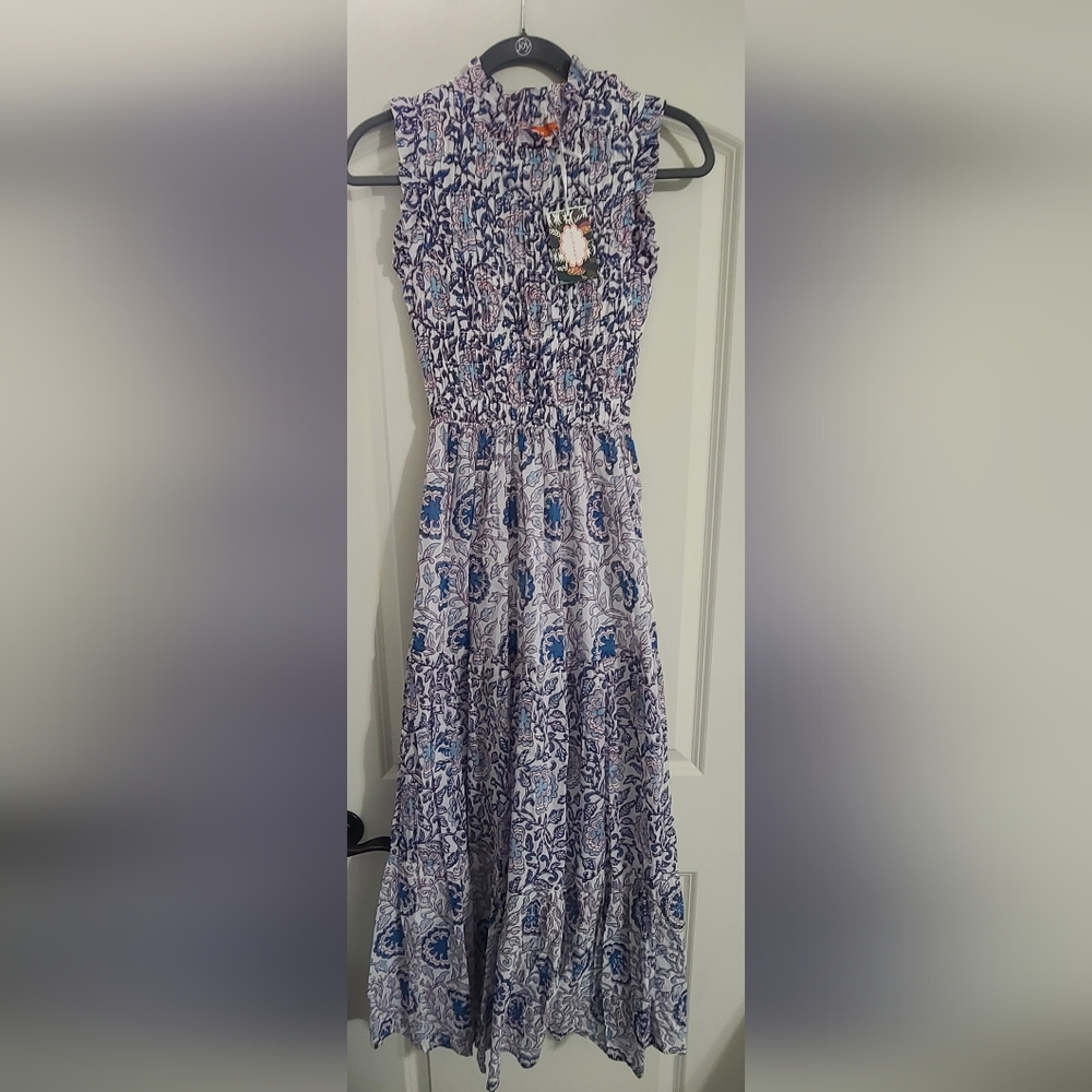 $298 NWT Oliphant Maltra Blue Maxi Dress Size XXS - Picture 2 of 2